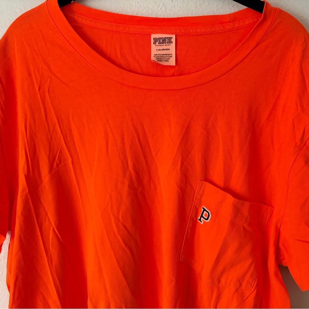 Orange PINK Victoria’s Secret Pocket Tee - Picture 2 of 4